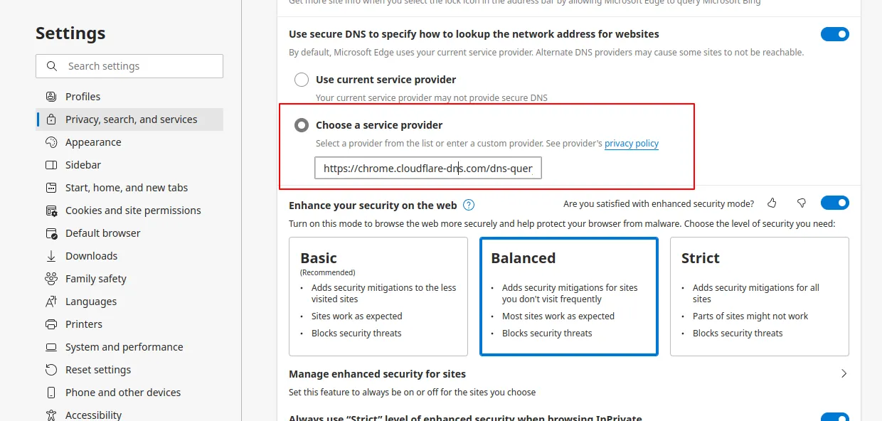 Edge Setting DNS