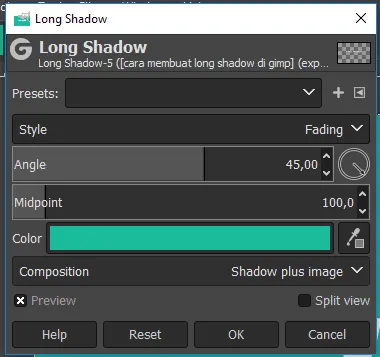 Fading long shadow style in GIMP